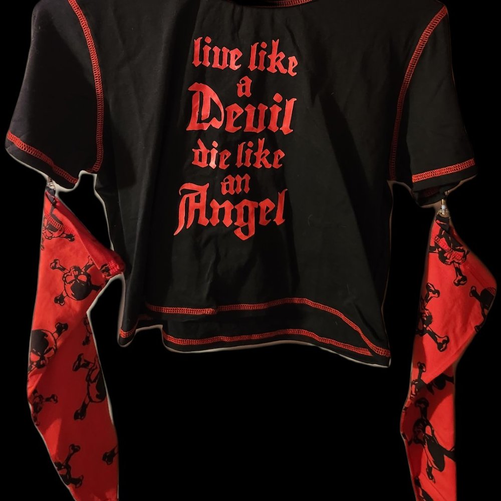 Dolls Kill Solemn Promises Graphic Crop Top
